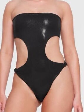 Skims Strapless Black Cutout Monokini Onyx 2X